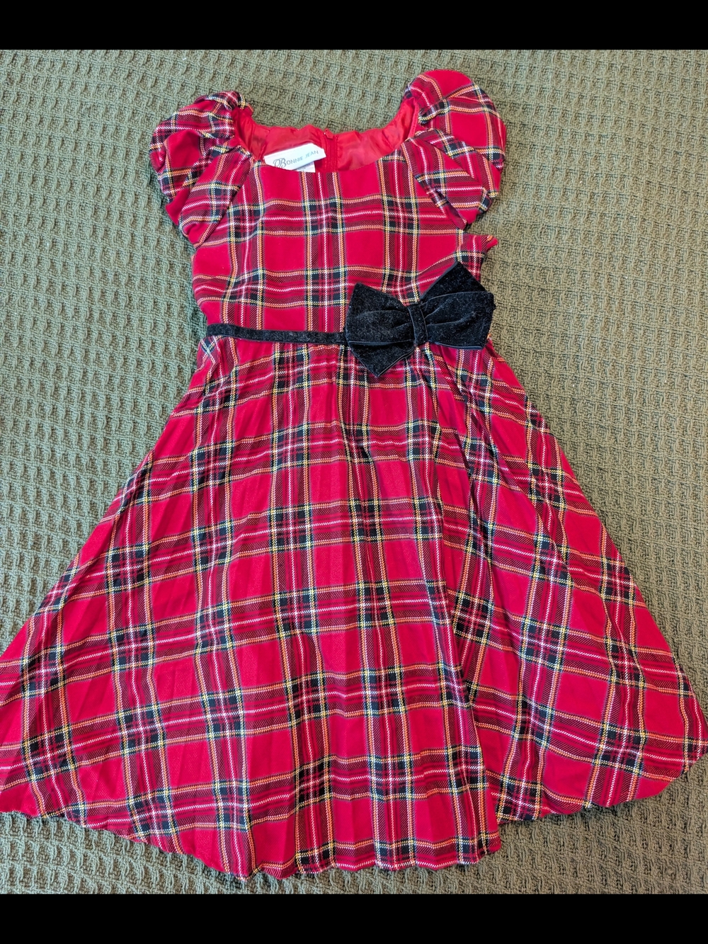 Girls 4T Red Plaid Holiday Dress with Bow